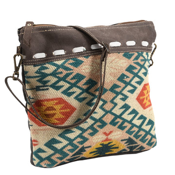 OHLAY KB395 Cross Body Upcycled Wool Upcycled Canvas Genuine Leather women bag western handbag purse